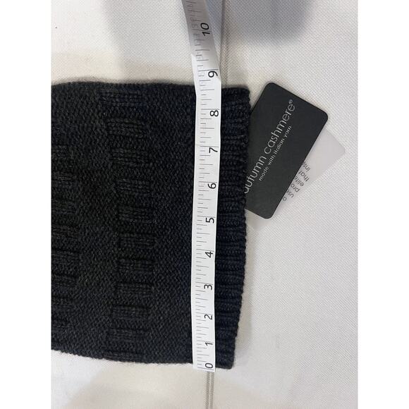 Autumn Cashmere Textured Hat with Raccoon Pom Pom Gray Cashmere Blend
